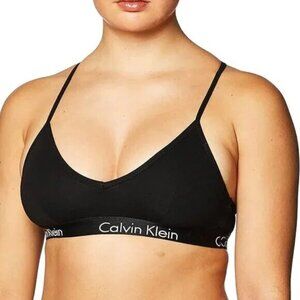 **Calvin Klein**  Black Cotton Lightly Lined Logo Bralette Small NWT